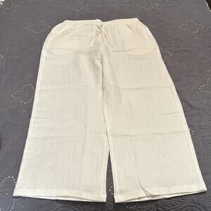 Women's Wide Leg White Linen Pants